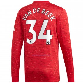 Maillot de Foot Manchester United Donny van de Beek 34 Domicile 2020-21 Manches Longues